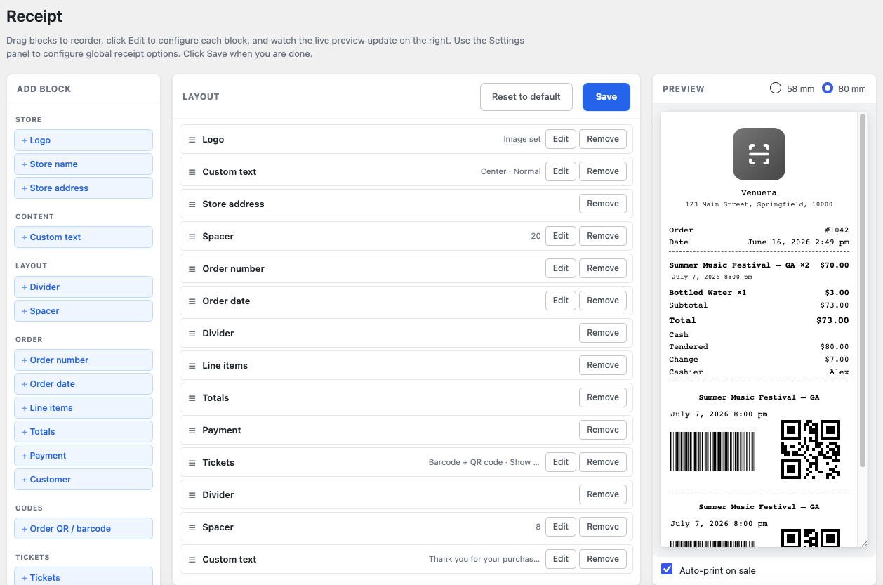 Receipt Builder for easy customization